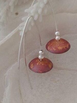 Silver & fired Copper dome Earrings