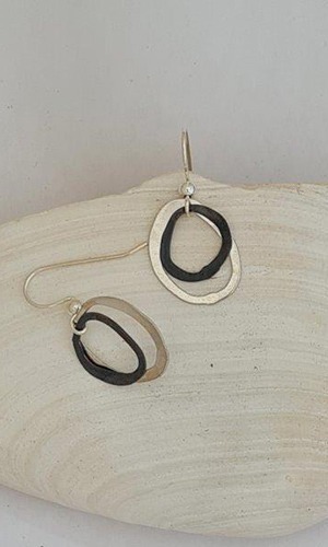 Double Oval Oxidised Earrings