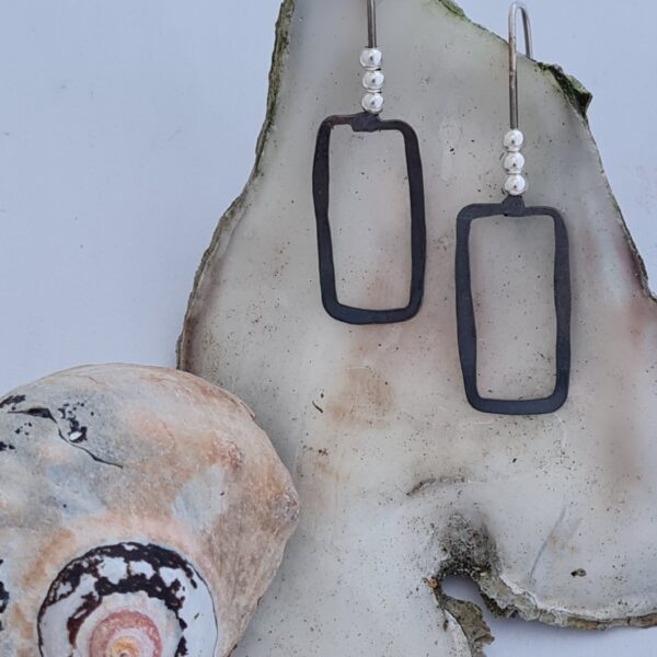 Oxidised open rectangular Earrings