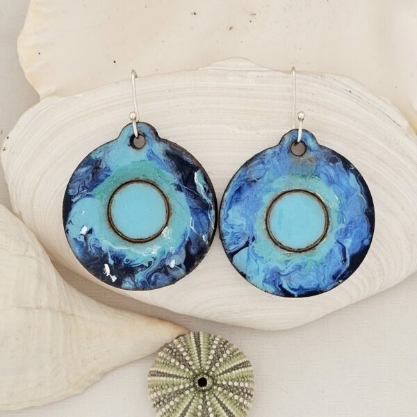 Solid round Turquoise on Silver earrings