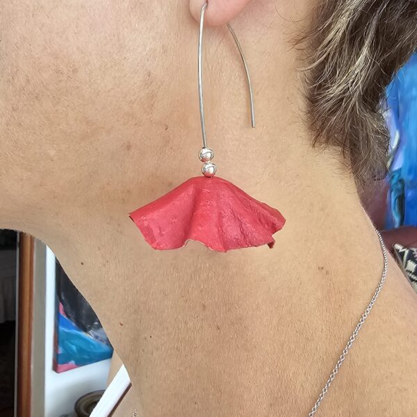Red leather Poppy Large Earrings