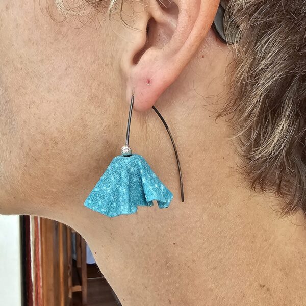 Turquoise leather Poppy Large Earrings