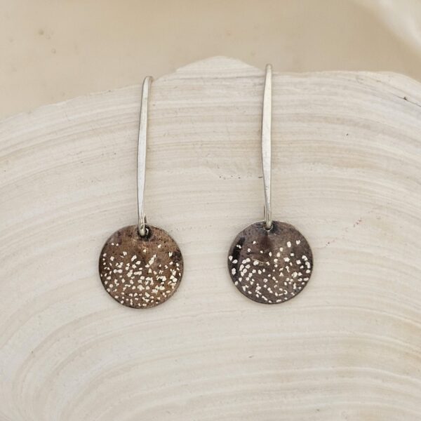 Hand engraved oxidised silver earrings
