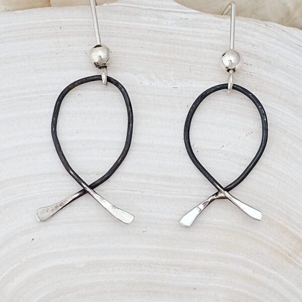 Fat fish silver earrings